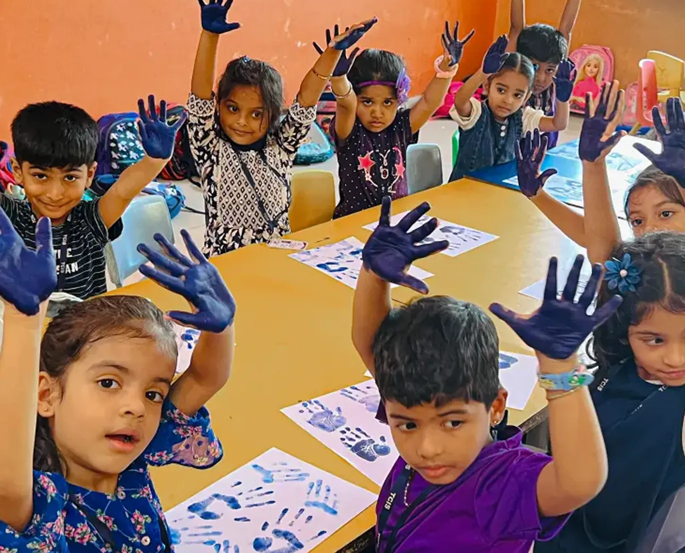 Students learning in a classroom
